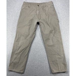 Rustler Jeans Mens‎ 34x31 Beige Workwear Carpenter Hammer Loop Distressed Denim